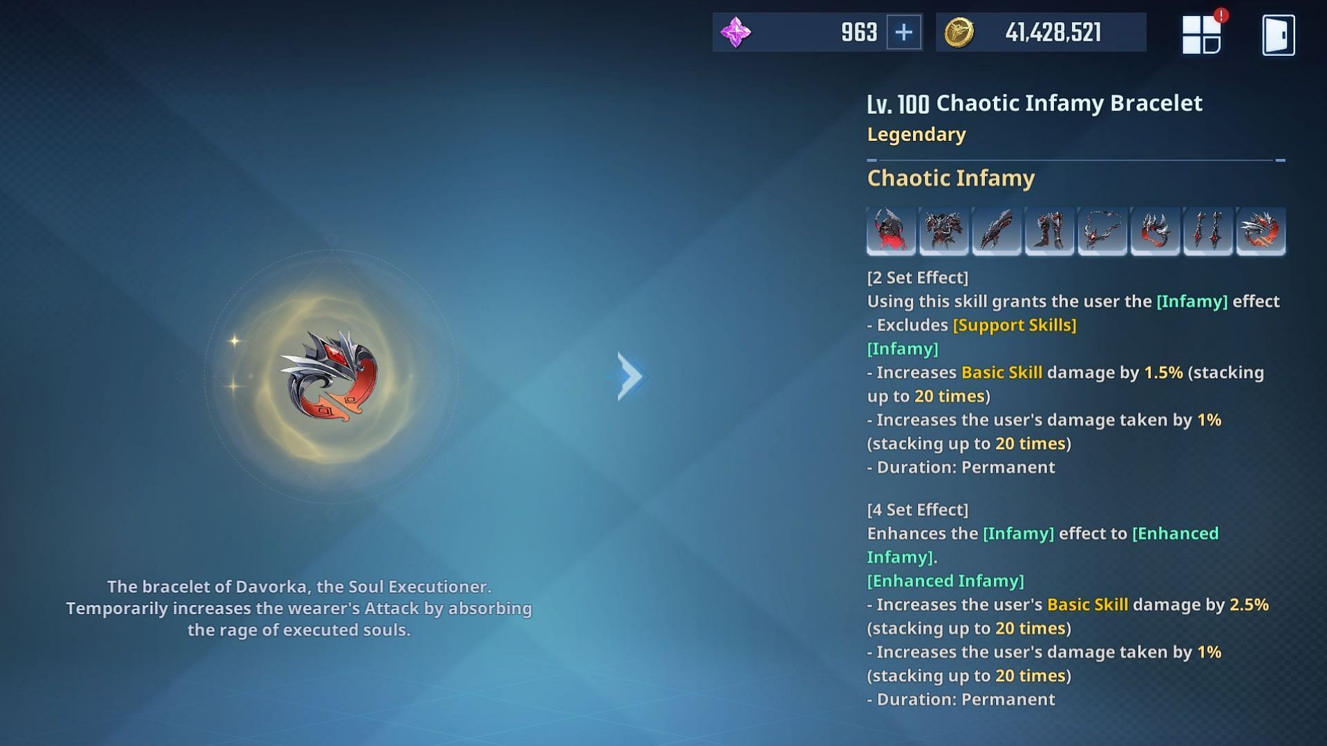 Chaotic Infamy artifact (Image via Netmarble)